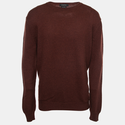 Pre-owned Ermenegildo Zegna Burgundy Cashmere Crewneck Sweater 3xl