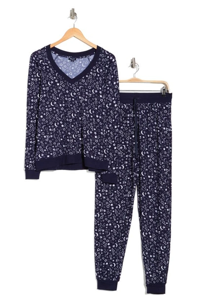 Shop Splendid Raglan Long Sleeve Top & Joggers Pajamas In Celestial