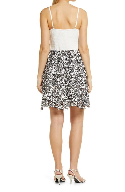 Shop Btfl-life Embroidered Floral Lace Dress In Black/ White
