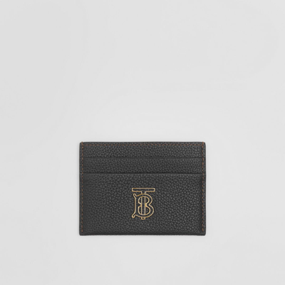 Shop Burberry Grainy Leather Tb Card Case In Black