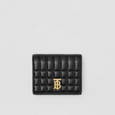 Shop Burberry Quilted Leather Small Lola Folding Wallet In Black/light Gold