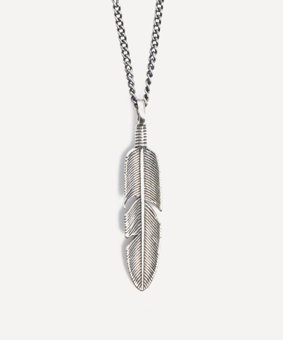 SERGE DENIMES MENS STERLING SILVER ETHEREAL FEATHER NECKLACE 