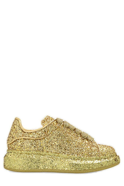 Shop Alexander Mcqueen Kids Glitter Detailed Lace In Gold
