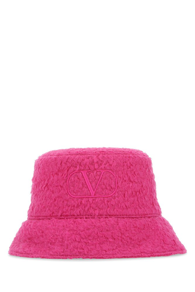 Shop Valentino Vlogo Embroidered Bucket Hat In Pink