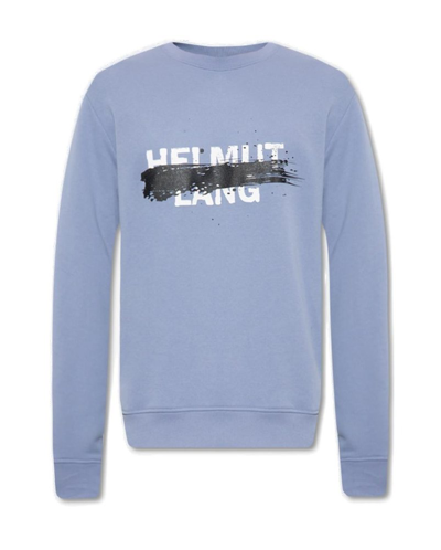 Shop Helmut Lang Logo Printed Relaxed Fitting Sweatshirt In Blue