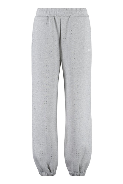 Shop Msgm Logo Detailed Straight Leg Trousers In Grey