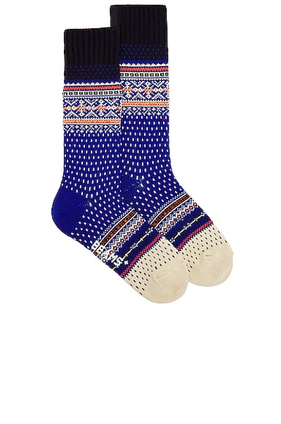 Shop Beams Nordic Socks In Blue
