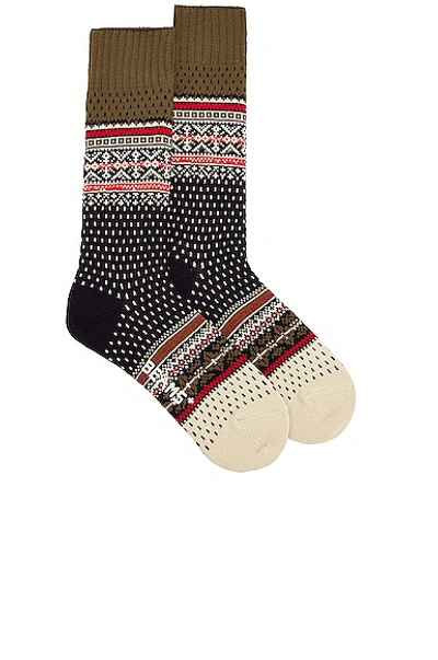 Shop Beams Nordic Socks In Navy