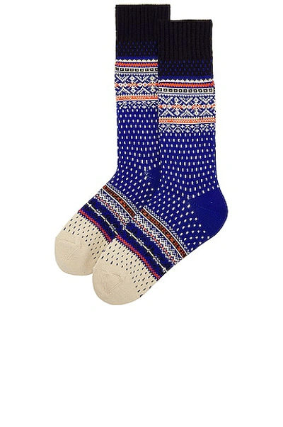 Shop Beams Nordic Socks In Blue