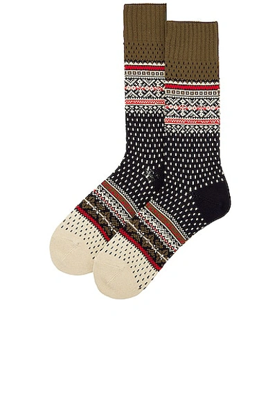 Shop Beams Nordic Socks In Navy