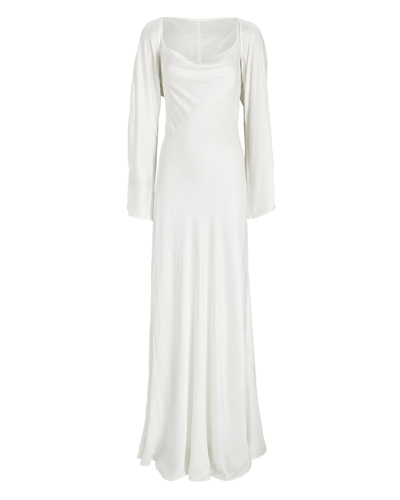 Shop L Agence Alicia Cowl Neck Satin Maxi Dress In Ivory
