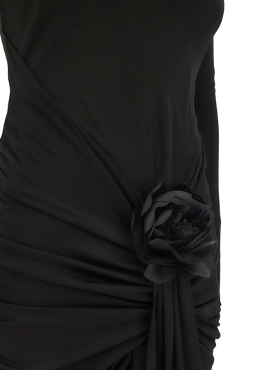 Shop Saint Laurent Draped Dress In Shiny Jersey In Black