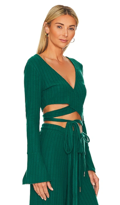 Shop Chaser Poorboy Rib Jane Wrap Top In Emerald