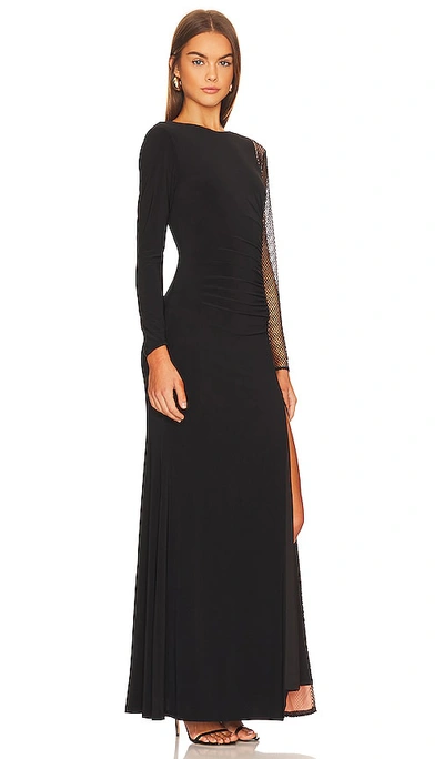 Shop Bcbgmaxazria Rhinestone Evening Dress In Black