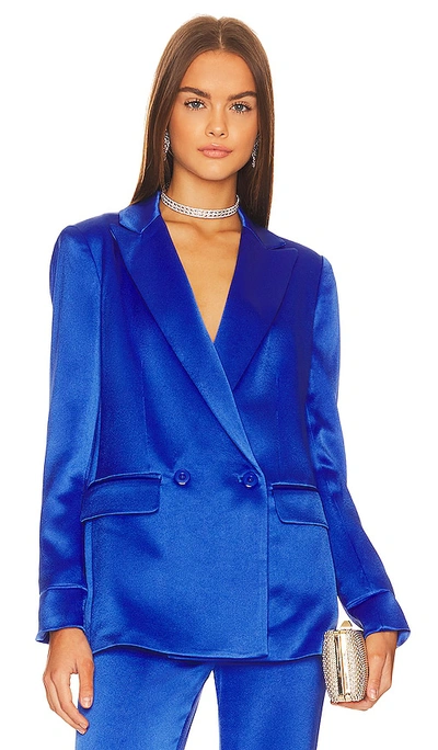 Shop Alice And Olivia Justin Double Breasted Blazer In Royalty