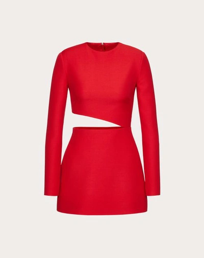 Shop Valentino Crepe Couture Short Dress Woman Red 44