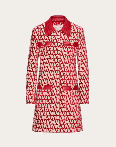 Shop Valentino Toile Iconographe Coat Woman Beige/red 40
