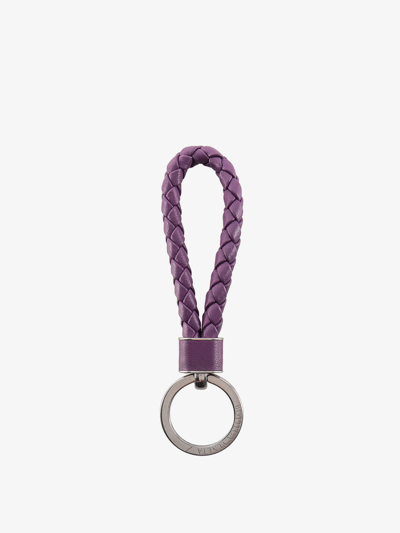 Shop Bottega Veneta Key Ring In Purple