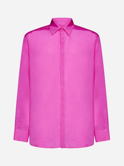 Shop Valentino Silk Shirt In Pink Pp