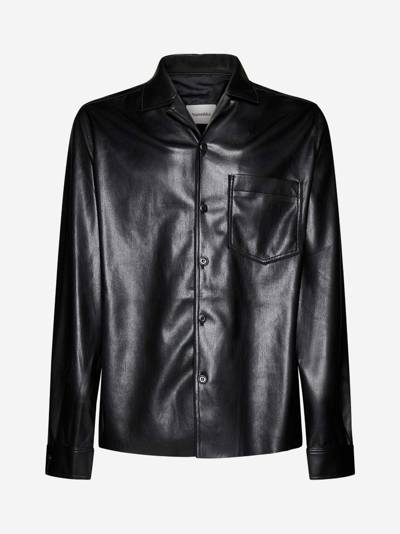 Shop Nanushka Duco Vegan Leather Shirt In Black