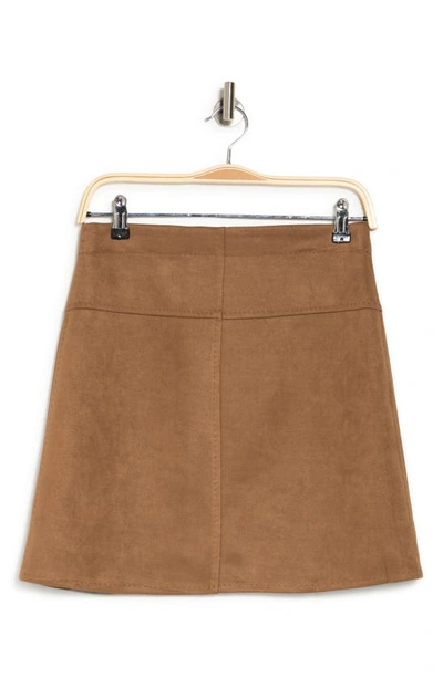 Maxstudio Faux Suede A-line Miniskirt In Vicuna
