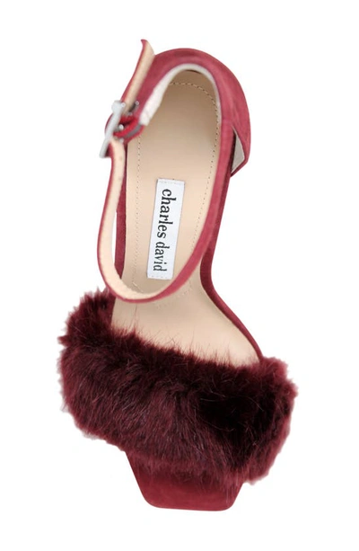 Shop Charles David Empoli Faux Fur Sandal In Mahogany