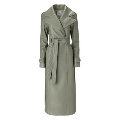 Shop Lita Couture Vegan Leather Trench Coat In Green