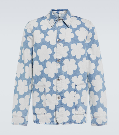 Shop Kenzo Printed Denim Jacket In Sky Blue
