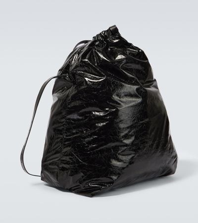 BALENCIAGA Trash Bag crinkled glossed-leather tote