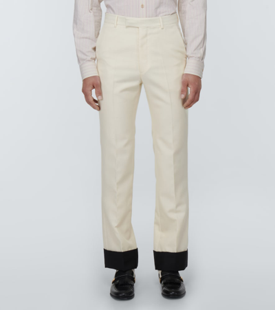 Shop Gucci Straight Wool And Mohair Suit Pants In White