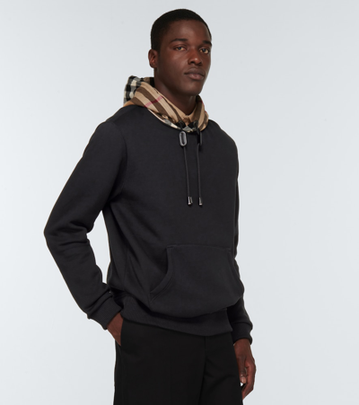 Shop Burberry Cotton-blend Hoodie In Black