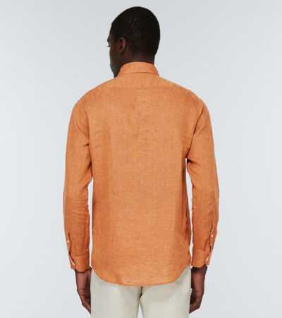 Frescobol Carioca Antonio Regular-fit Cutaway-collar Linen Shirt In Sandstone