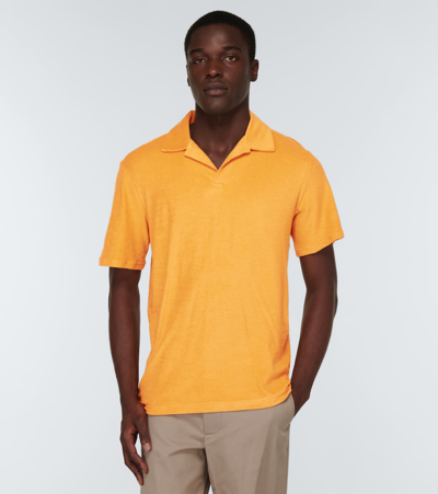 Shop Frescobol Carioca Faustino Terry Polo Shirt In Sunset Yellow