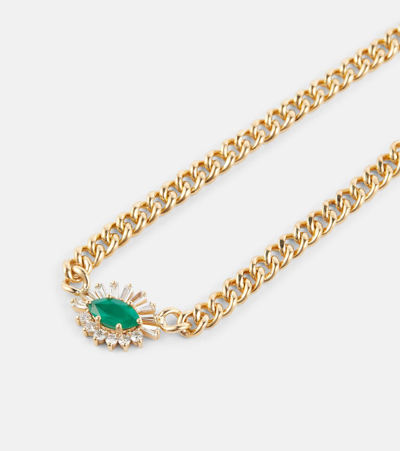 Shop Shay Jewelry 18kt Gold Necklace With Emeralds And Diamonds In Yellow Gold/emerald/diamond