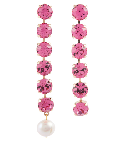Shop Magda Butrym Crystal And Pearl Drop Earrings In Pink