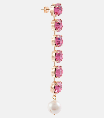 Shop Magda Butrym Crystal And Pearl Drop Earrings In Pink