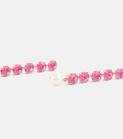 Shop Magda Butrym Crystal And Pearl Drop Earrings In Pink