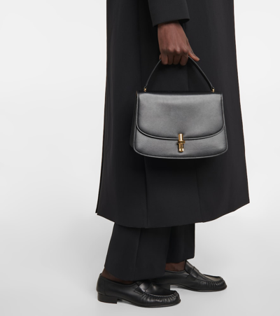 The Row Sofia 10 Leather Tote In Black Shg