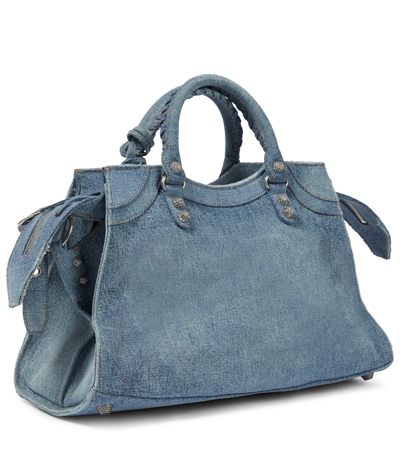 Shop Balenciaga Neo Cagole City Shoulder Bag In Blue