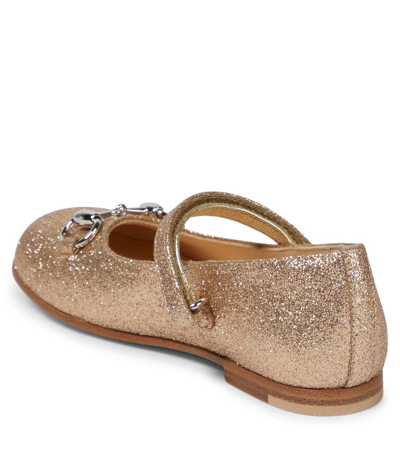 Shop Gucci Horsebit Glitter Ballet Flats In Sable/brig