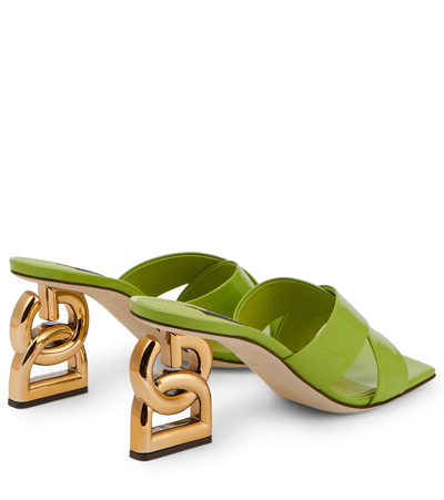 Shop Dolce & Gabbana 3.5 Logo Leather Mules In Verde Pistacchio