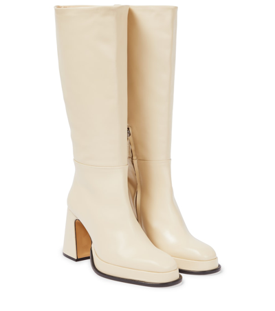 Shop Souliers Martinez Begonia Leather Platform Boots In Ice