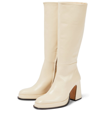 Shop Souliers Martinez Begonia Leather Platform Boots In Ice