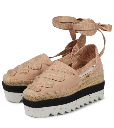 Stella Mccartney Gaia Canvas Platform Espadrilles Blush In Blush