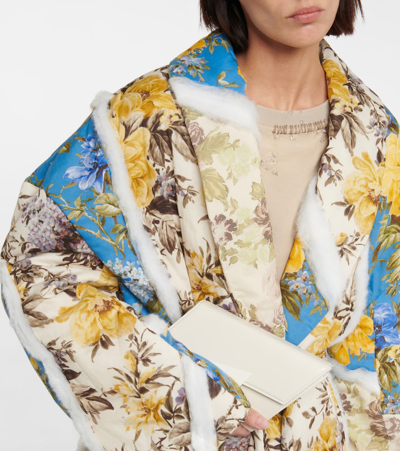 Shop Acne Studios Floral Patchwork Padded Cotton Coat In Beige