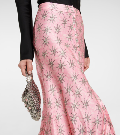 Shop Rabanne Printed Midi Skirt In Pink Splash
