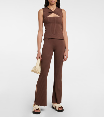 Shop Sir Sylvie Ribbed Pants In Chocolat