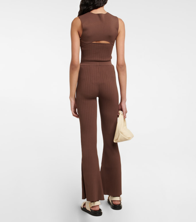 Shop Sir Sylvie Ribbed Pants In Chocolat