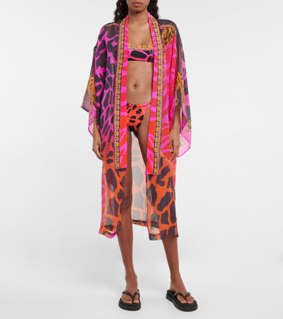 Shop Camilla Printed Silk Beach Cover-up In Always Change Your Spots