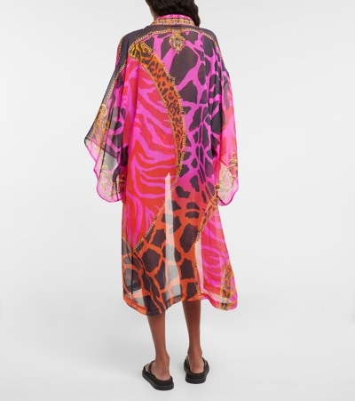 Shop Camilla Printed Silk Beach Cover-up In Always Change Your Spots